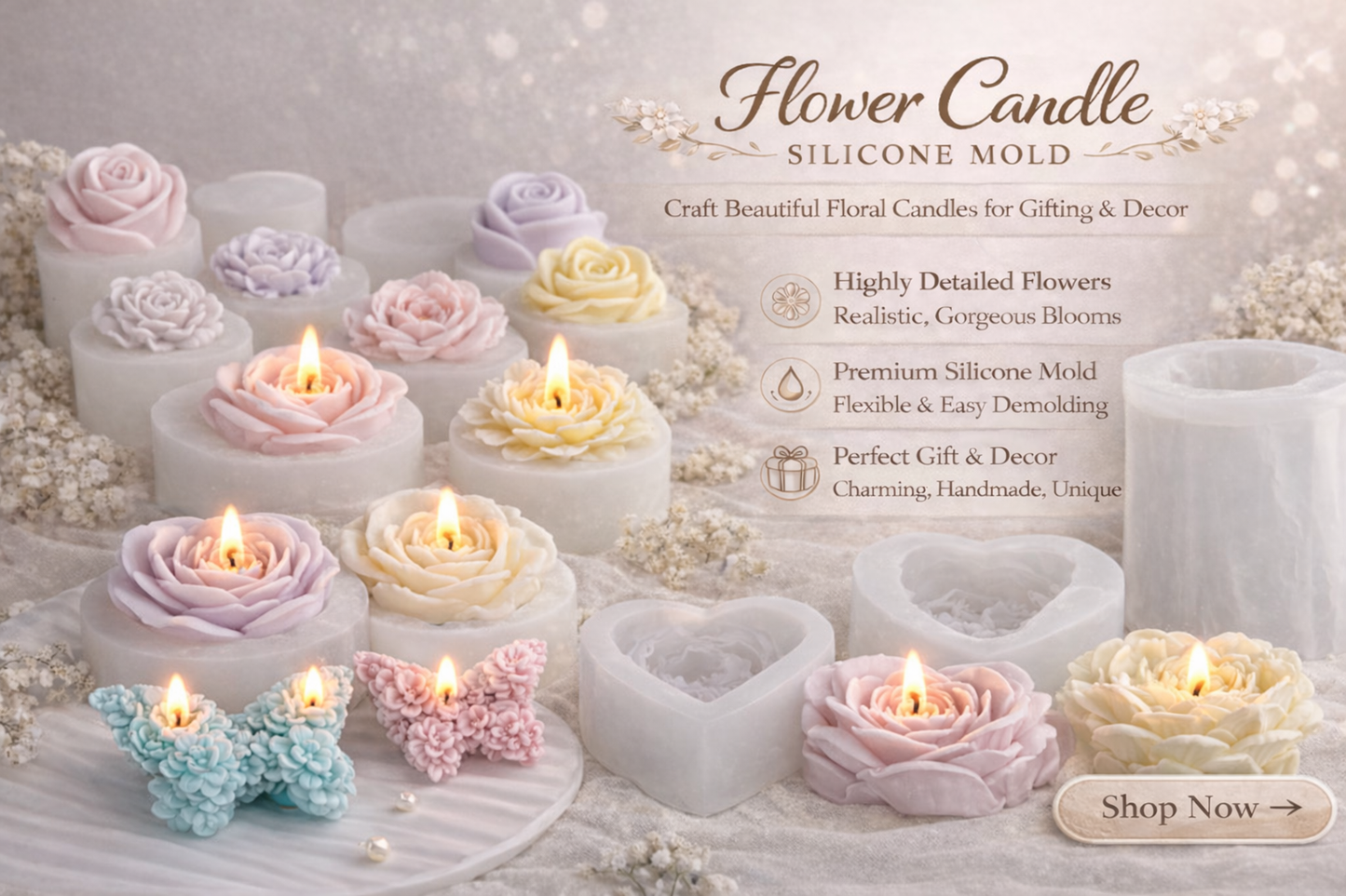 MJ-Flower Candle Silicone Mold