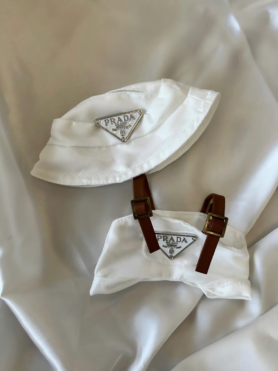 Labubu Street Style Set – White Bucket Hat & Mini Bag