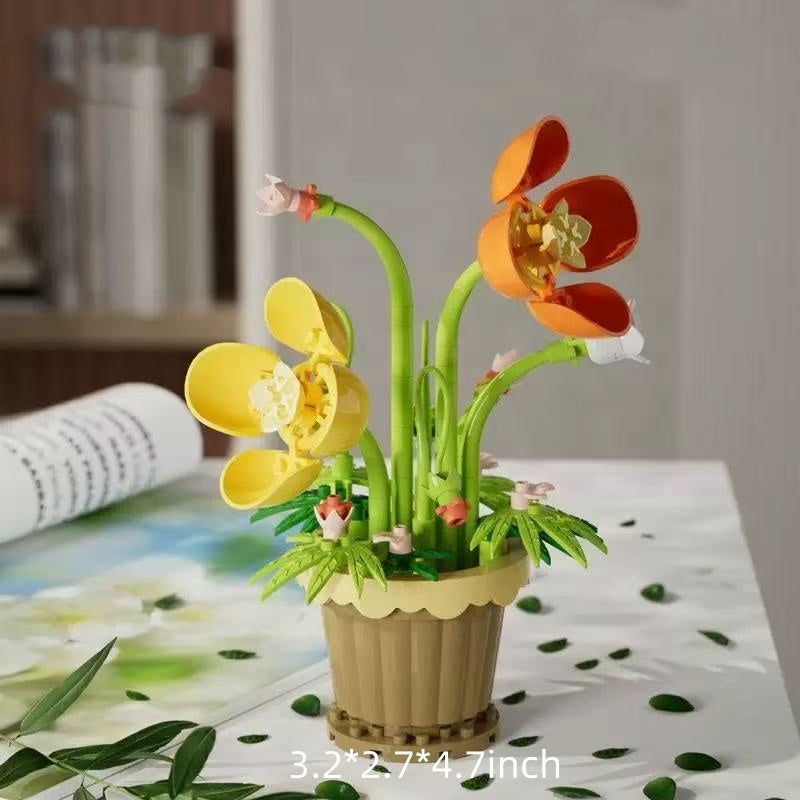 Floral Potted Building Blocks Set