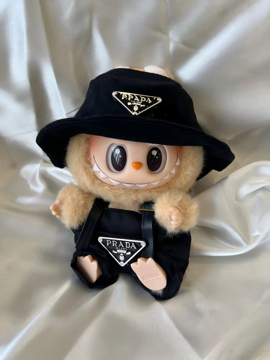 Labubu Street Style Set – Black Bucket Hat &amp; Mini Bag