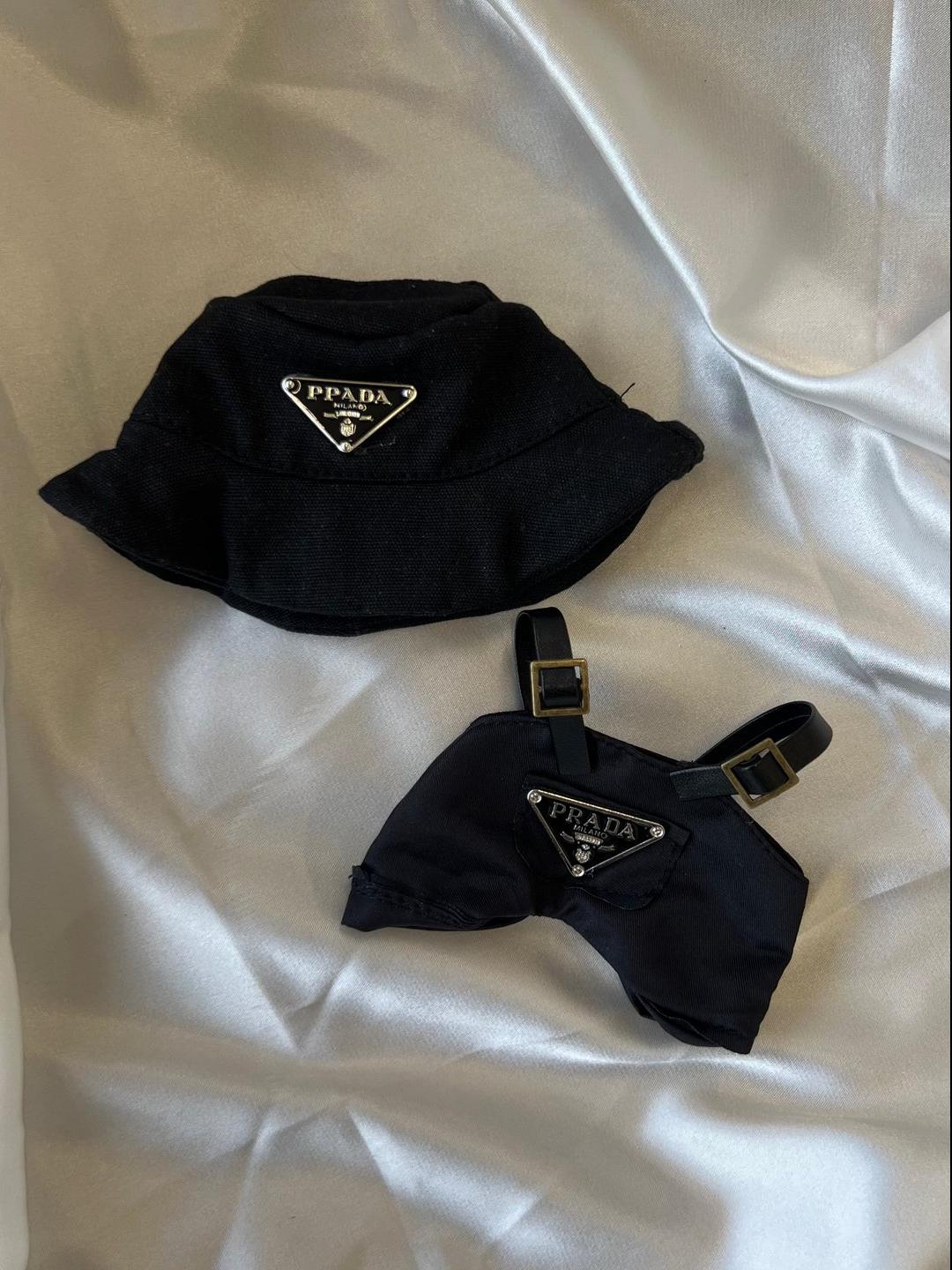 Labubu Street Style Set – Black Bucket Hat &amp; Mini Bag